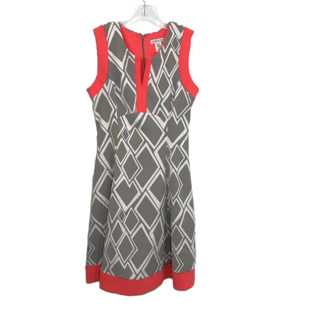 Robbie Bee Shift Dress M Sleeveless V-Neck Midi Dress Size 8 - Picture 2 of 9